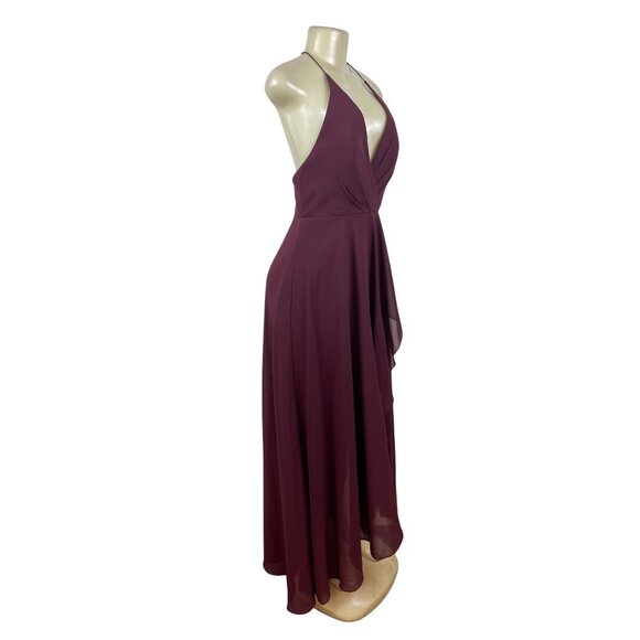 Jenny Yoo Collection Women’s Burgundy Halter V-Neck Maxi Dress Sz 4-New - Picture 2 of 10